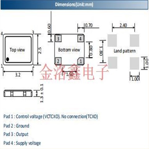 艾西迪晶振,TCSW32石英振蕩器,TC322600MBXNBXXZL-PF[26MHz]晶振